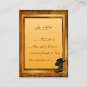 Cartão De Informações Boot e chapéu do Cowboy