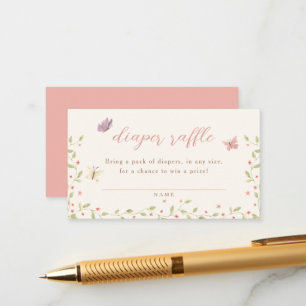 Cartão De Informações Borboleta de Aquarela Chá de fraldas Raffle