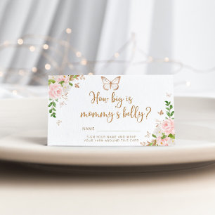 Cartão De Informações Borboleta do tamanho da barriga de mamãe