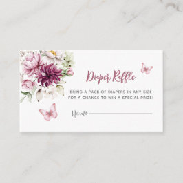 Cartão De Informações Borboleta Floral Rosa Fralda Raffle