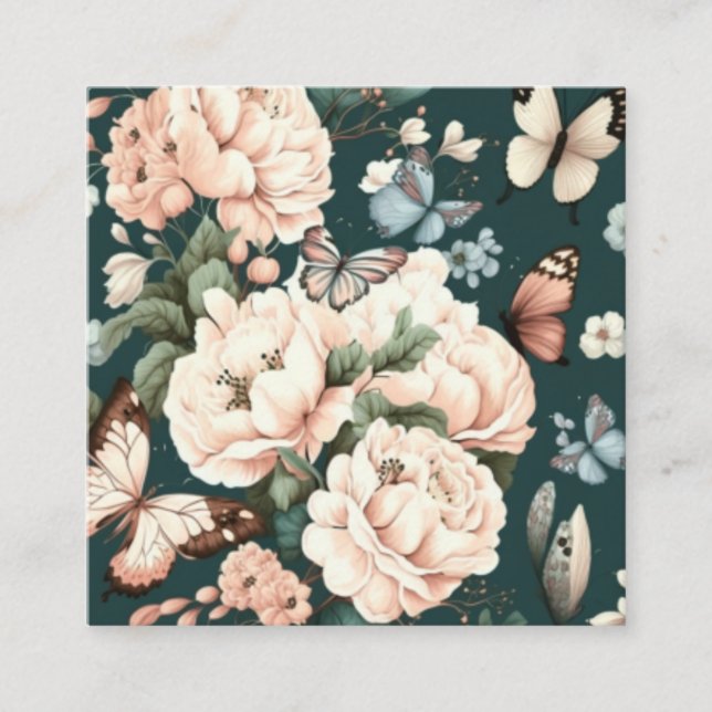 Cartão De Informações Borboletas e flores (Frente)