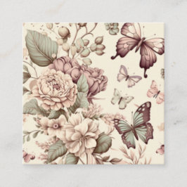 Cartão De Informações Borboletas e flores decoração pastosa