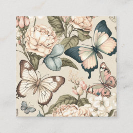 Cartão De Informações Borboletas e flores pastel