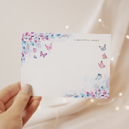 Cartão De Informações Borboletas Elegantes em Aquarela Simples