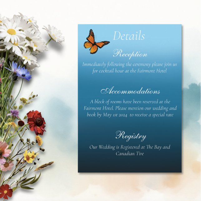 Cartão De Informações Borboletas Monarca Azul Ombre (Criador carregado)