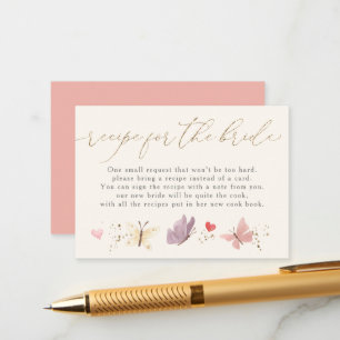 Cartão De Informações Borboletas Recebem Para O Chá de panela De Noiva