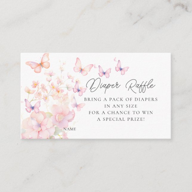 Cartão De Informações Borboletas Whimsso Fralda Raffle (Frente)