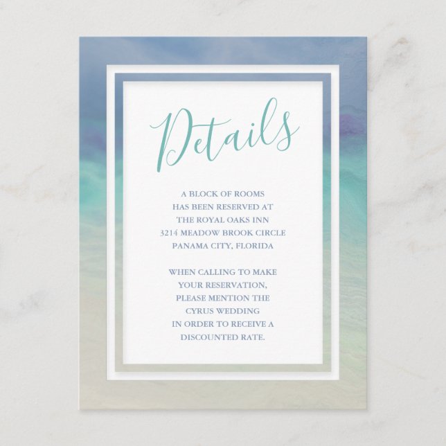 Cartão De Informações Borda pintada do oceano (Frente)