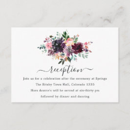 Cartão De Informações Bordéus - Recepção de casamento Floral Burgundy