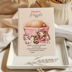 Cartão De Informações Borracha Rosa-Cowgirl Western Diapper Raffle