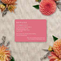 Cartão De Informações Borrar Moderno Floral Elegante Casamento de Verão 