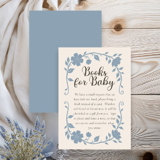 Cartão De Informações Botanical Baby Shower Book Request Card Blue Sage