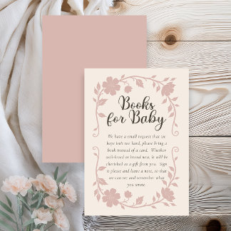 Cartão De Informações Botanical Baby Shower Book Request Card Blush