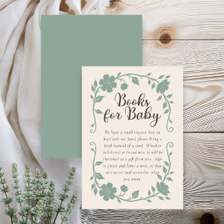 Cartão De Informações Botanical Baby Shower Book Request Card Sage