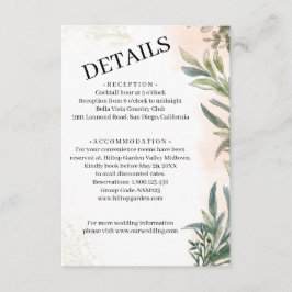 Cartão De Informações Botanical Watercolor Wedding Enclosure Card 