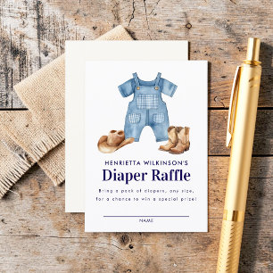 Cartão De Informações Botas de ganga Chapeú Baby Shower rifa de fraldas