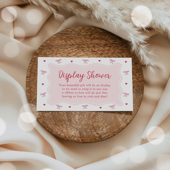 Cartão De Informações Bow Hearts Valentine Baby Shower Display Shower  (Criador carregado)