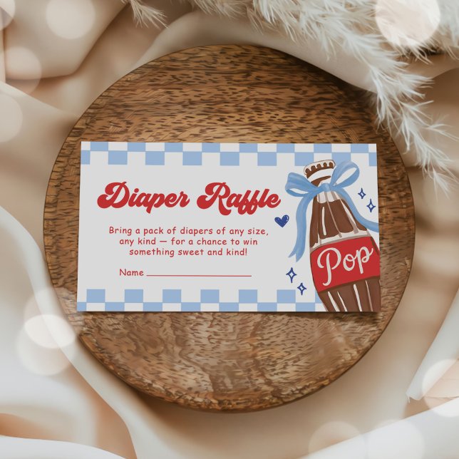Cartão De Informações Bow She's Ready to Pop Baby Shower Diaper Raffle (Criador carregado)