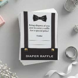 Cartão De Informações Boy Baby Shower Gentleman Suspenders Diaper Raffle