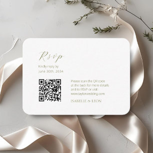 Cartão De Informações Branca Casamento de Código QR de Scrpt Simples C