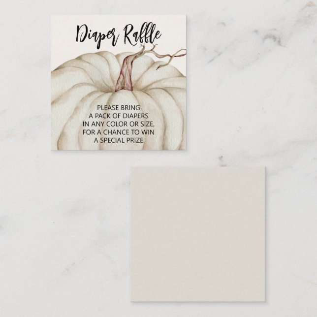 Cartão De Informações Branca de Fralda de Abóbora Branca Raffle (Frente/Verso)