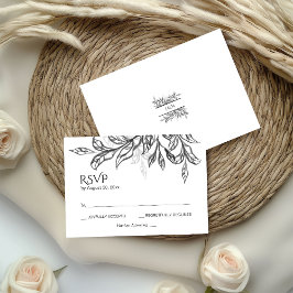 Cartão De Informações Branch preto e branco e deixa com RSVP de Monogram