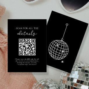 Cartão De Informações Branco   Disco Ball Detalhes do Casamento Código Q