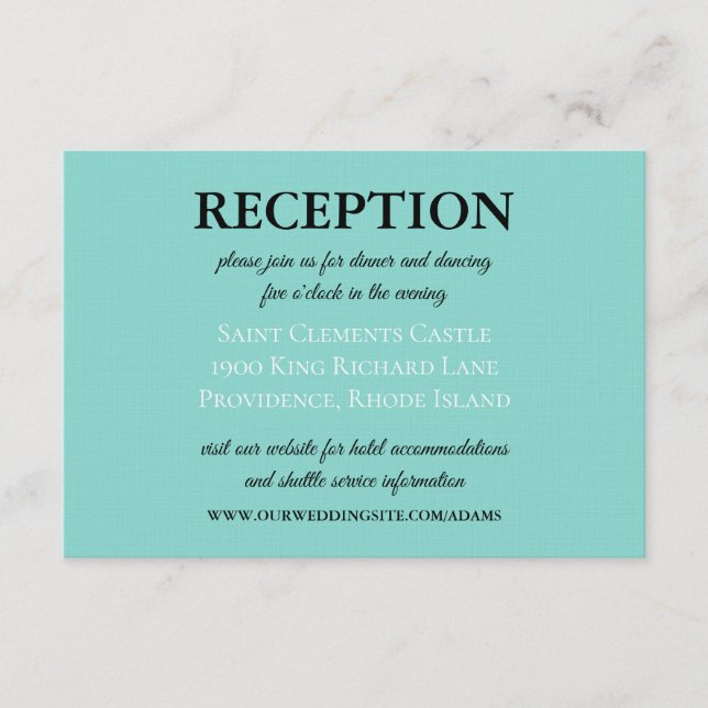 Cartão De Informações Bride Co Wedding Suite Recepção Tradicional Branca (Frente)