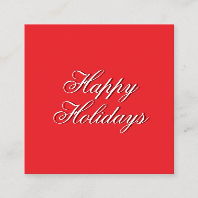 Cartão De Informações Bright Red Plain Elegant Happy Holidays Message (Frente)