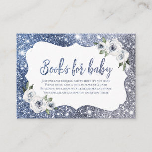 Cartão De Informações Brilhante azul-Sparkle e pedido floral