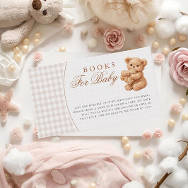 Cartão De Informações Brown Gingham Teddy Bear Neutral Baby Shower Paper