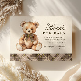 Cartão De Informações Brown Plaid Bear Baby Shower Books For Baby