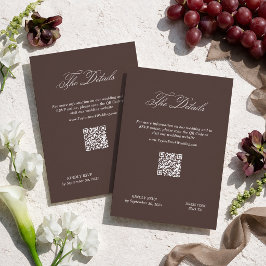 Cartão De Informações Brown Wedding Details Qr Code