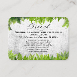 Cartão De Informações Brunch de Casamento Folhas de Samambaia Românticas