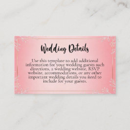 Cartão De Informações Bubblegum Blush Wedding Enclosure Cards