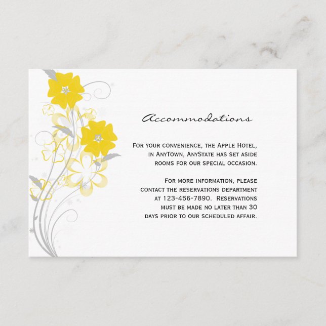 Cartão De Informações Budding Romance in Yellow Wedding Insert (Frente)