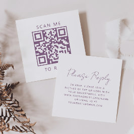 Cartão De Informações Budget Mauve Script Wedding QR Code RSVP