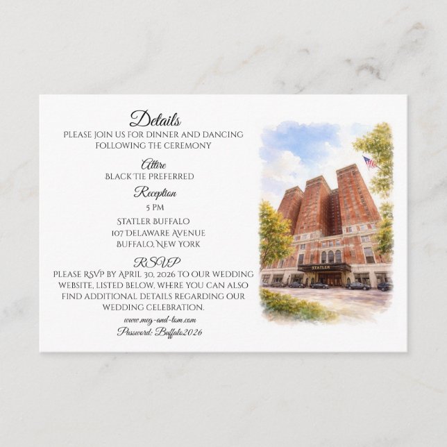 Cartão De Informações Buffalo Statler Details Invitation Insert (Frente)