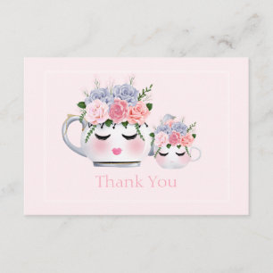 Cartão De Informações Bule de chá Cílios Mamãe Floral Baby Shower Agrade