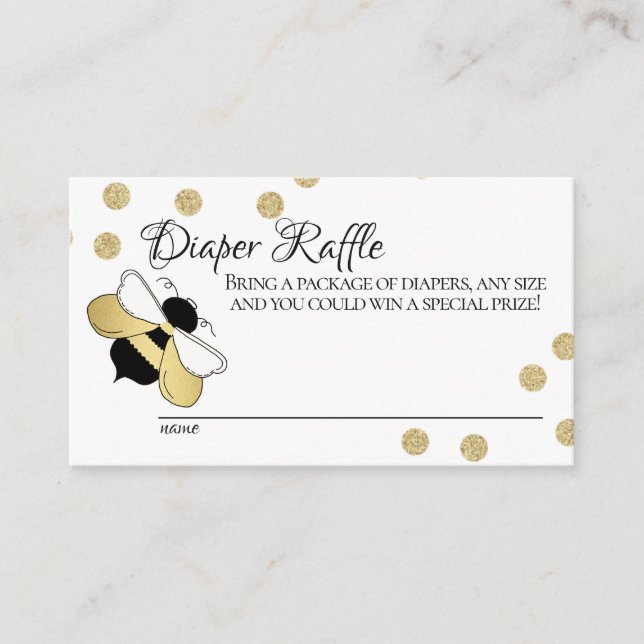 Cartão De Informações Bumble Bee Baby Fralda Raffle (Frente)