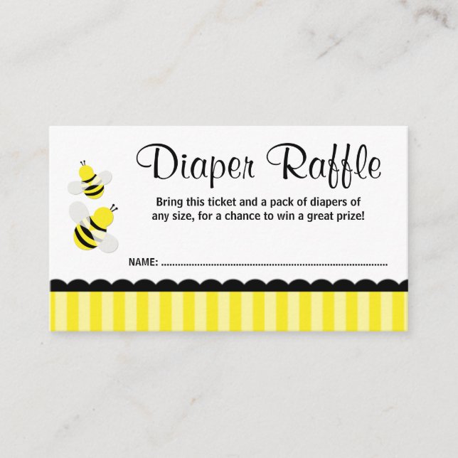 Cartão De Informações Bumble Bee Strits Fralda Bilhete de Raffle (Frente)