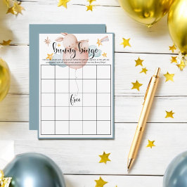 Cartão De Informações Bunny Bingo Balloon e atirando no jogo de Chá