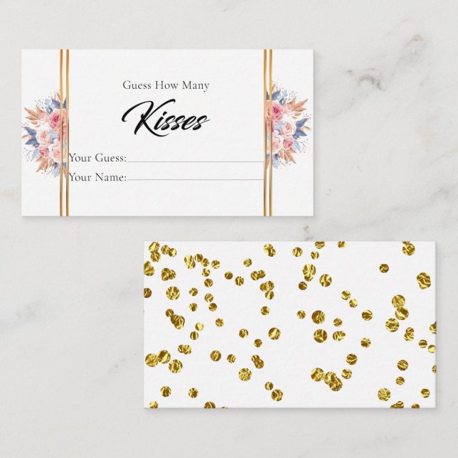 Cartão De Informações Buquê Cubra Quantos Kisses Com Placa De Gabinete D (Frente/Verso)