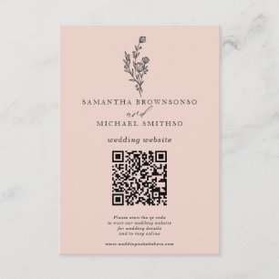 Cartão De Informações Buquê De Flores Rosa Qr Site De Casamento