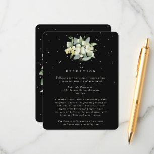 Cartão De Informações Buquê de Recepção Black Snowberry + Eucalipto