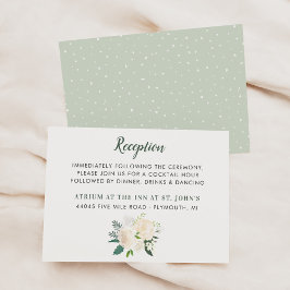 Cartão De Informações Buquê de Recepção de Casamento de Flores Verdes e