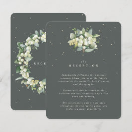 Cartão De Informações Buquê de Recepção de Snowberry Verde + Eucalipto