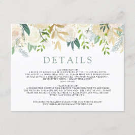 Cartão De Informações Buquê de Rosa Branca | Detalhes do Casamento