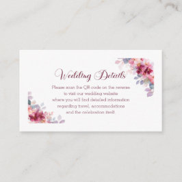 Cartão De Informações Burgundy Autumn Watercolor QR Info Wedding
