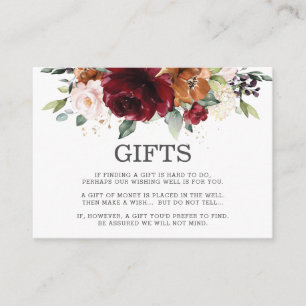 Cartão De Informações Burgundy Blush Laranja Casamento Floral Bem Deseja